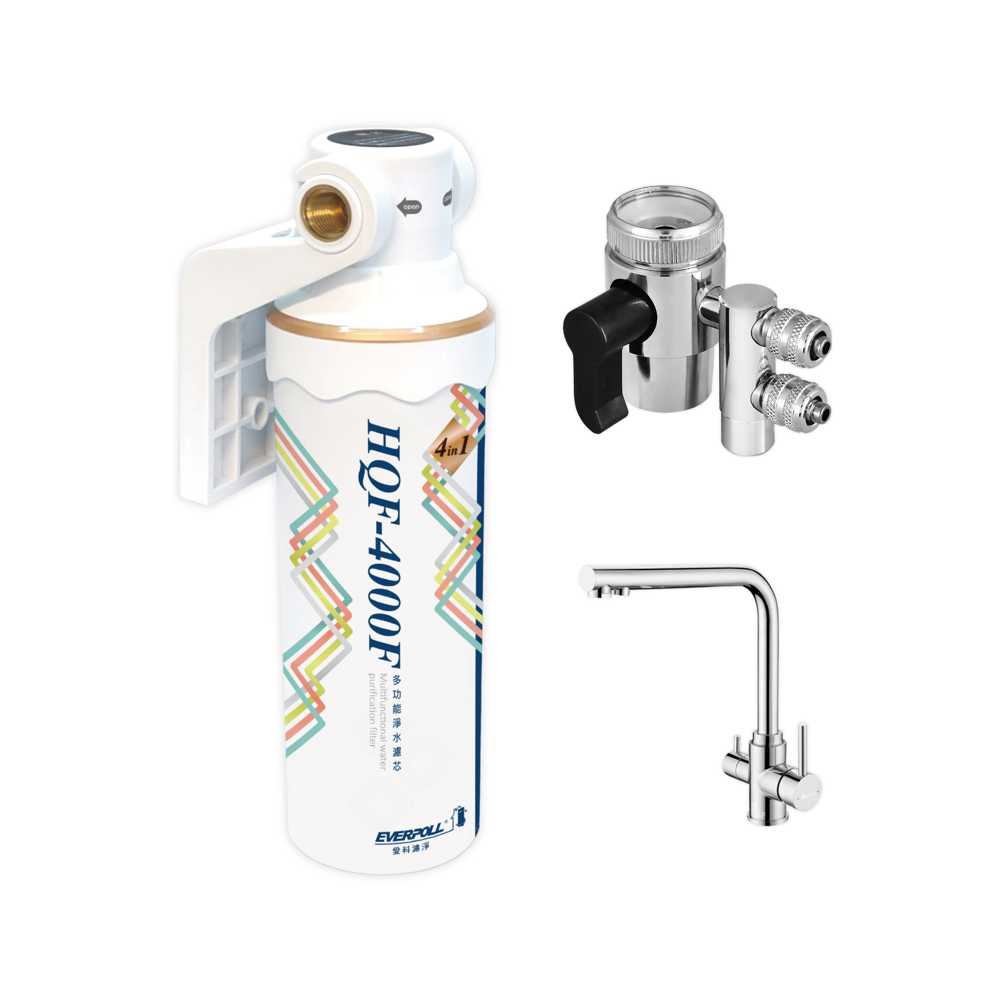 【🏠 租屋族救星】EVERPOLL 愛科 HQF-4000 4 合 1 多功能抑垢淨水系統