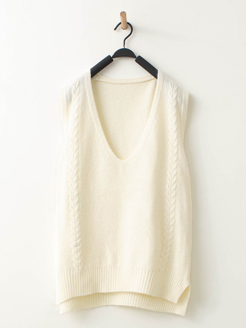 麻花開衩針織背心磨毛棉絨上衣剪接壓褶絨裙