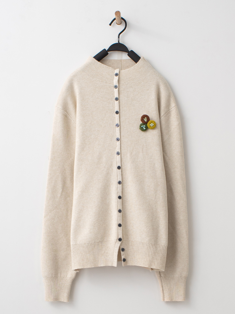 排釦半高領針織上衣格紋法蘭絨蛋糕長裙