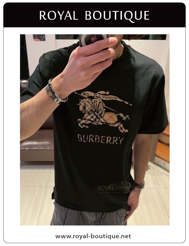 BURBERRY 胸前經典格紋戰馬印花短T