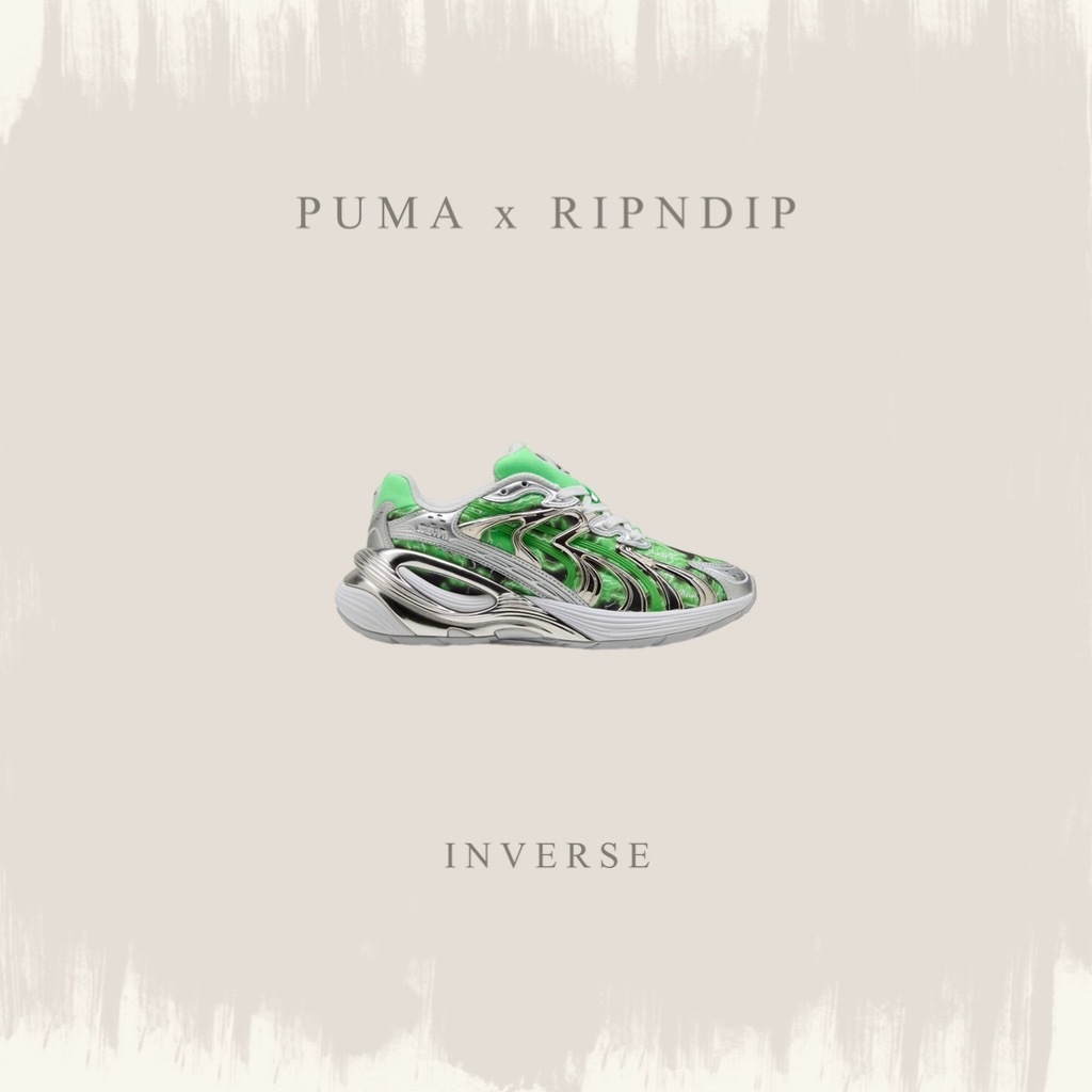 RIPNPID X PUMA INVERSE 綠銀 復古 休閒 中指貓 聯名款 403649-01