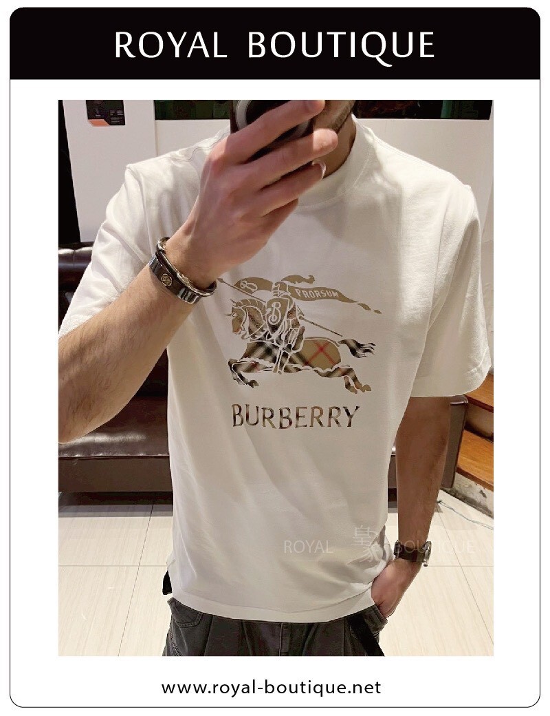 BURBERRY 胸前經典格紋戰馬印花短T