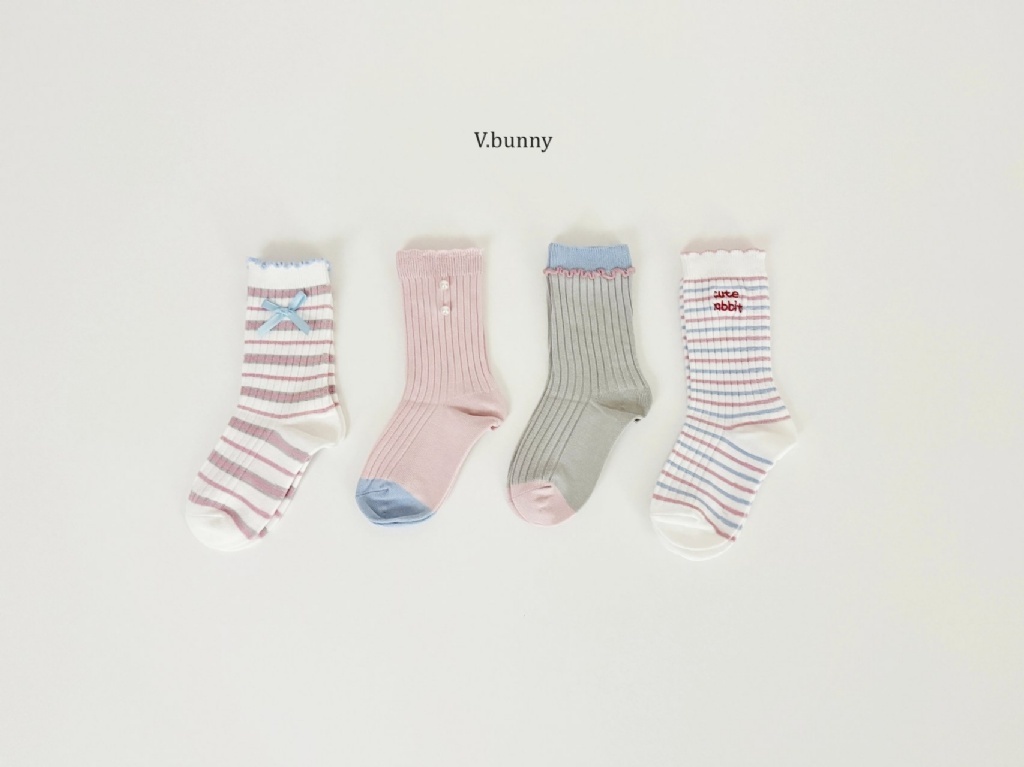 正韓春Vbunny 粉色珍珠捲邊襪