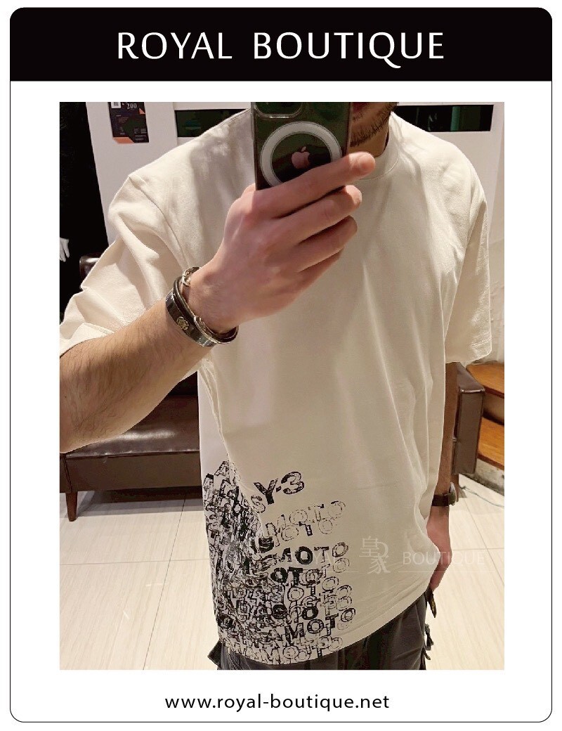 Y-3 下擺字母堆疊LOGO印花短T