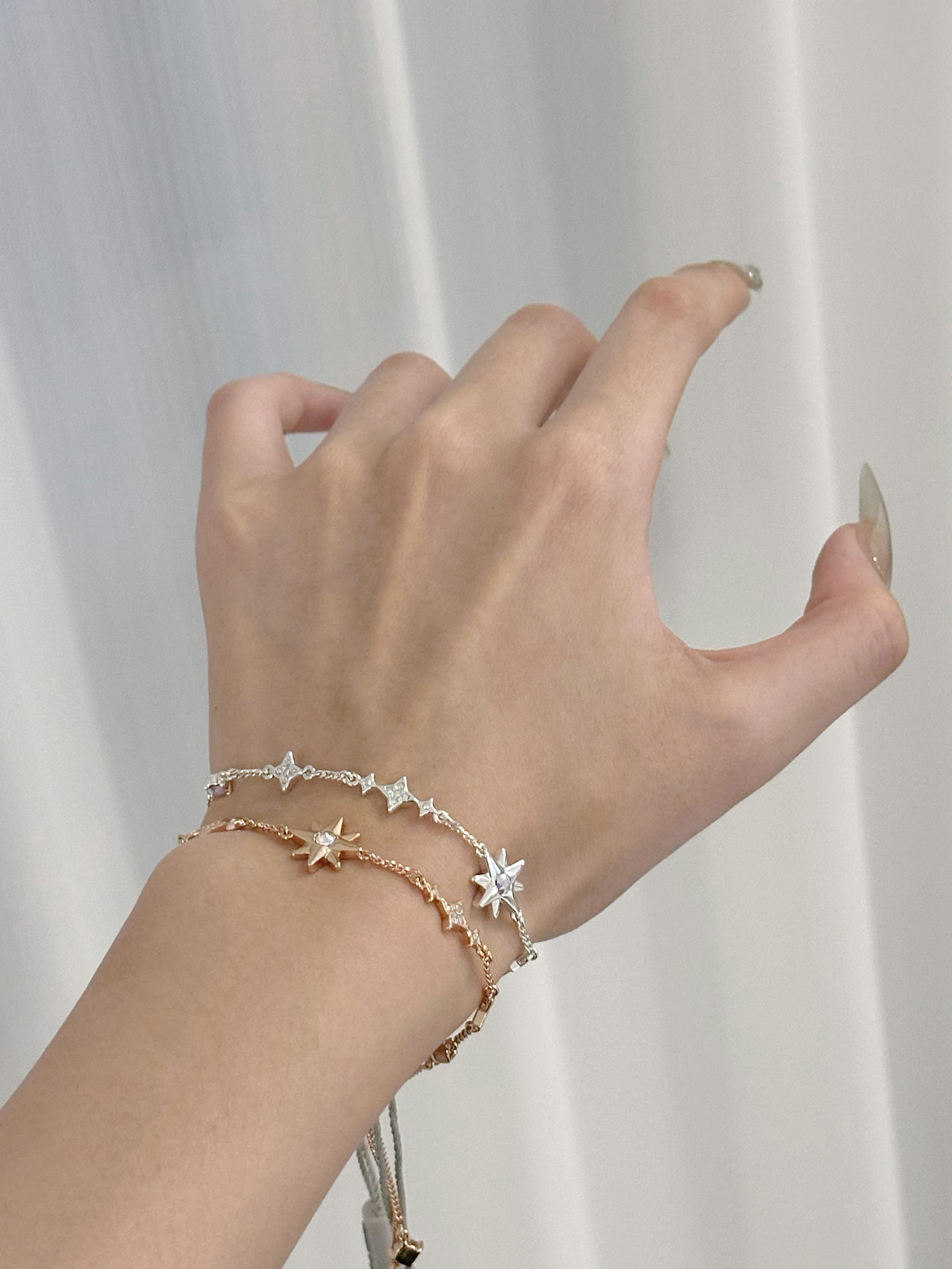 代購-CHARLES&KEITH 小ck 六芒星之夜系列 人氣款 #好運 黃銅/水晶 手鍊 Rose Gold玫瑰金色/Silver銀色