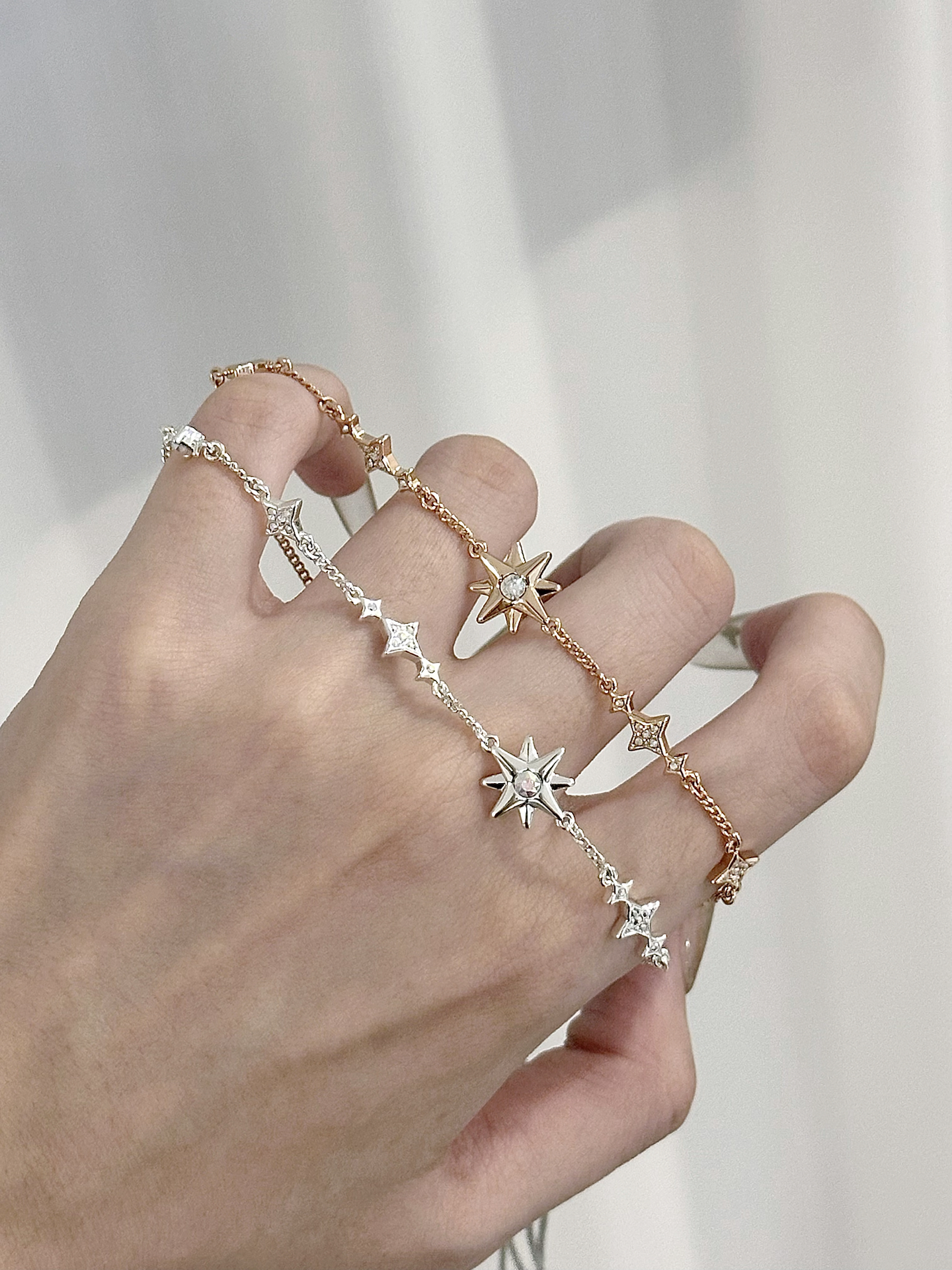 代購-CHARLES&KEITH 小ck 六芒星之夜系列 人氣款 #好運 黃銅/水晶 手鍊 Rose Gold玫瑰金色/Silver銀色