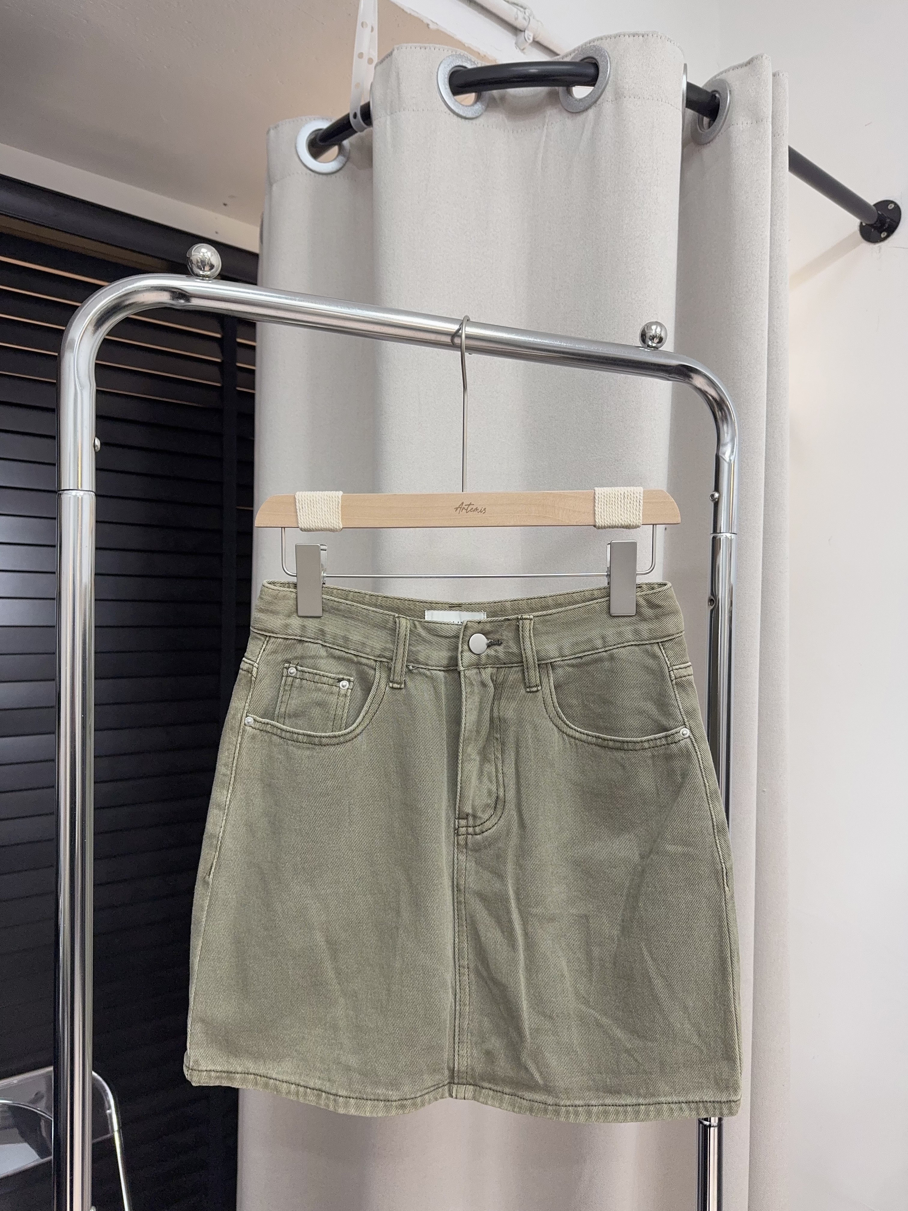 墨綠色牛仔短裙