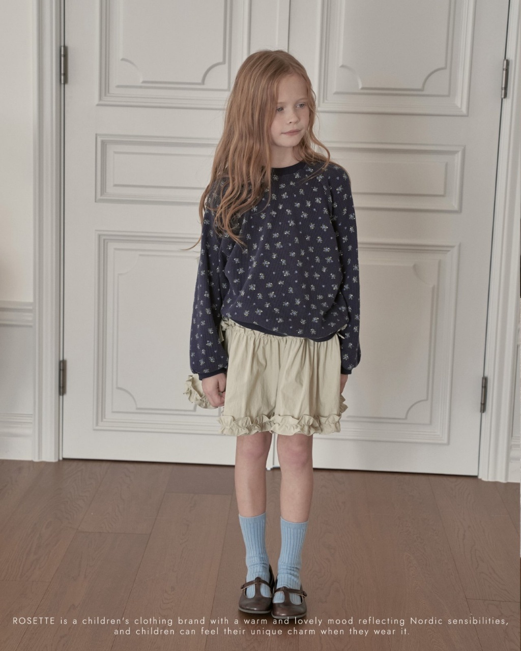 正韓春Rosette 兩色華夫格碎花上衣