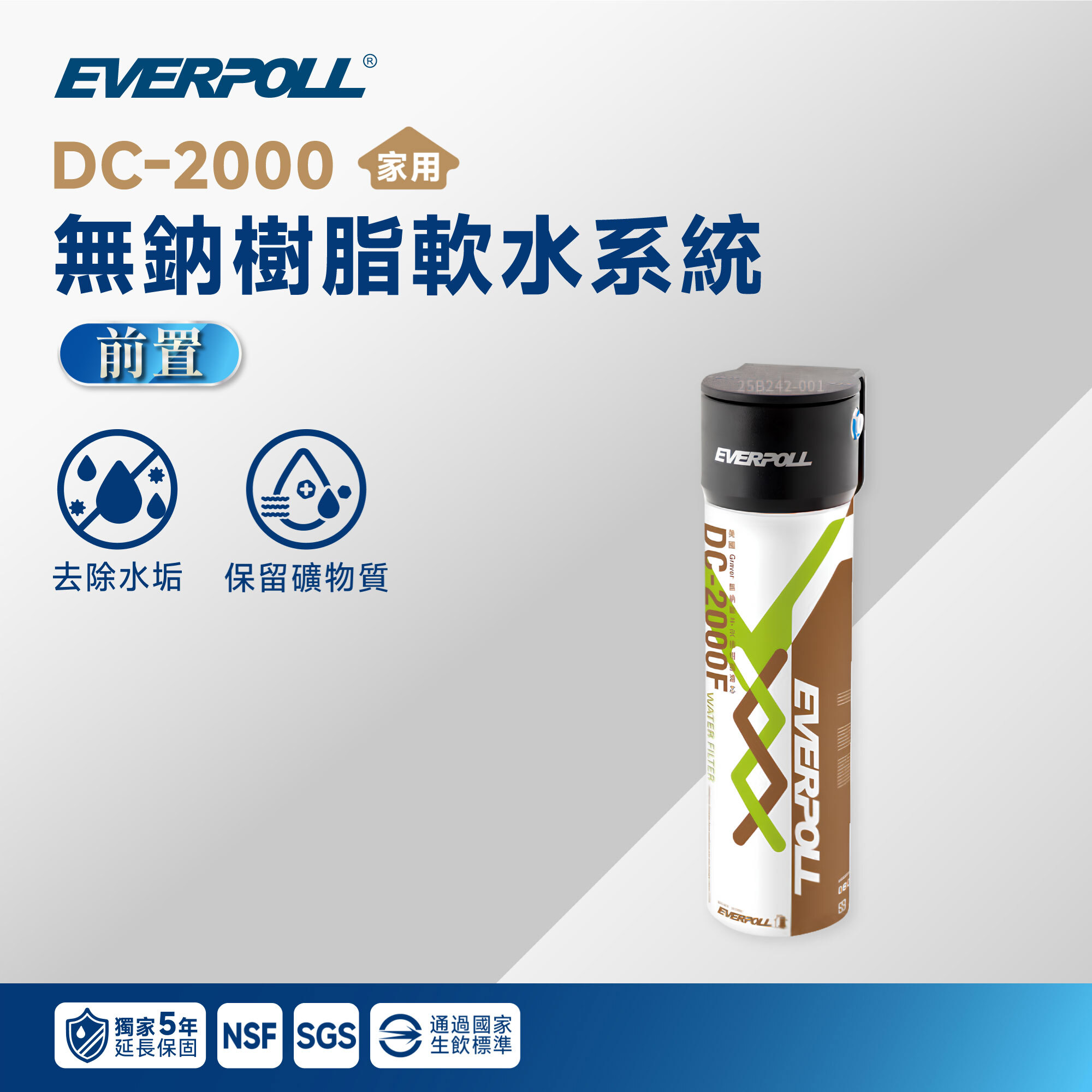 【EVERPOLL 愛科】DC-2000 無鈉樹脂軟水系統