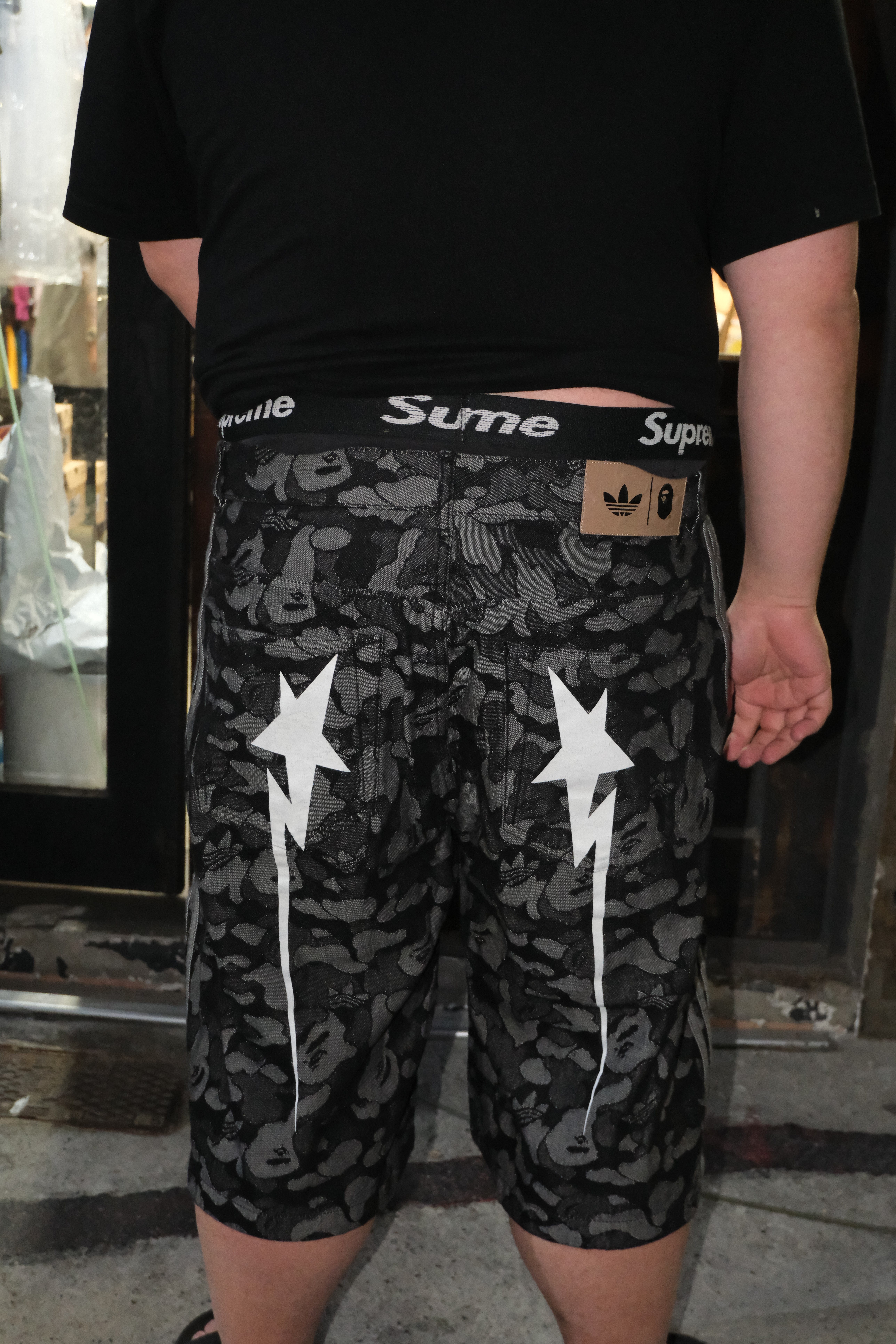 Bape x adidas 聯名 丹寧牛仔短褲 KF4917