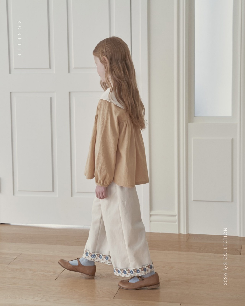 正韓春Rosette 兩色直筒反摺花褲