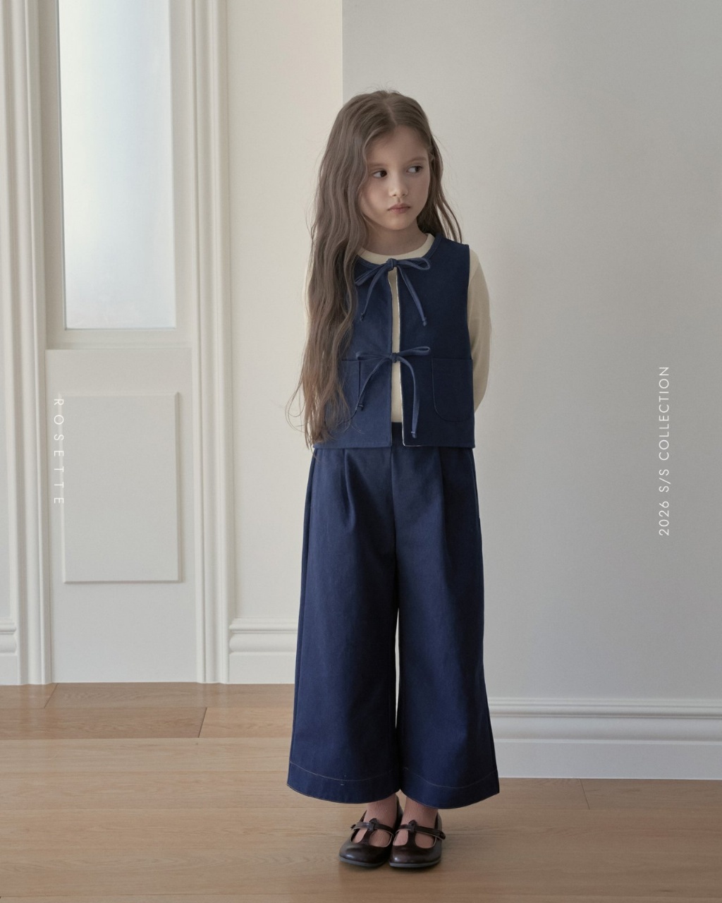 正韓春Rosette 兩色直筒反摺花褲