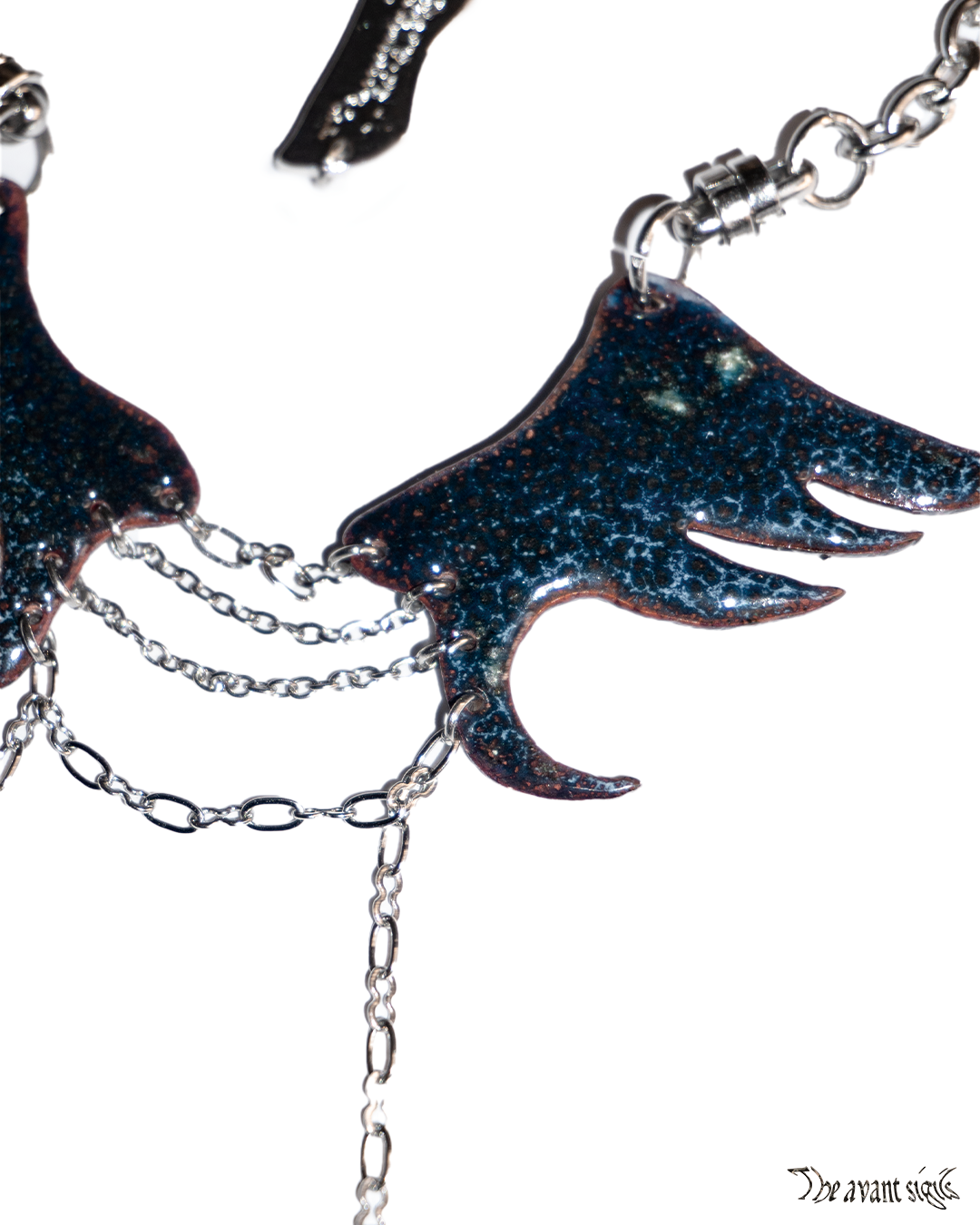 theavantsigils Deep Blue Wing Enamel necklace
