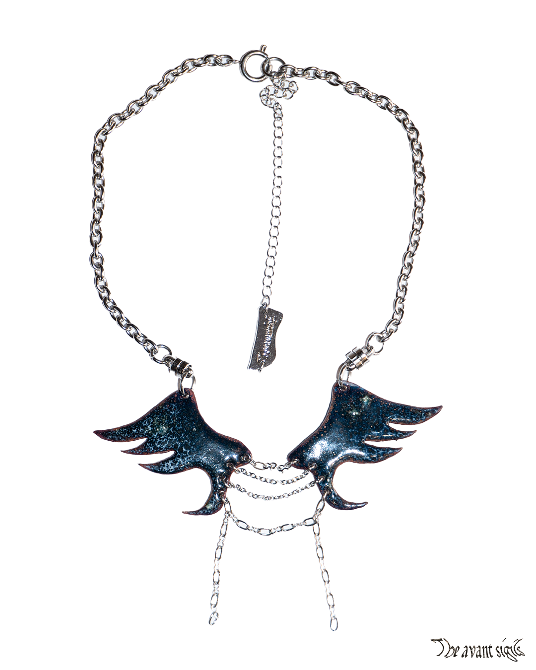 theavantsigils Deep Blue Wing Enamel necklace