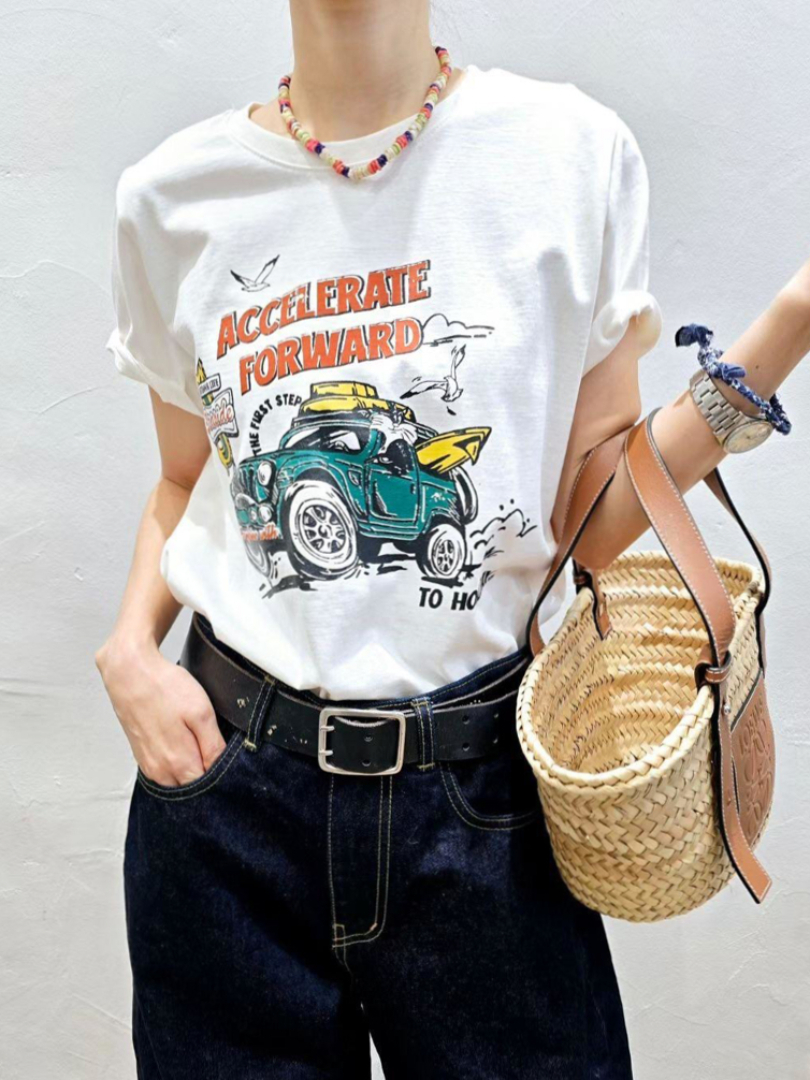 早春美式復古休閒T恤