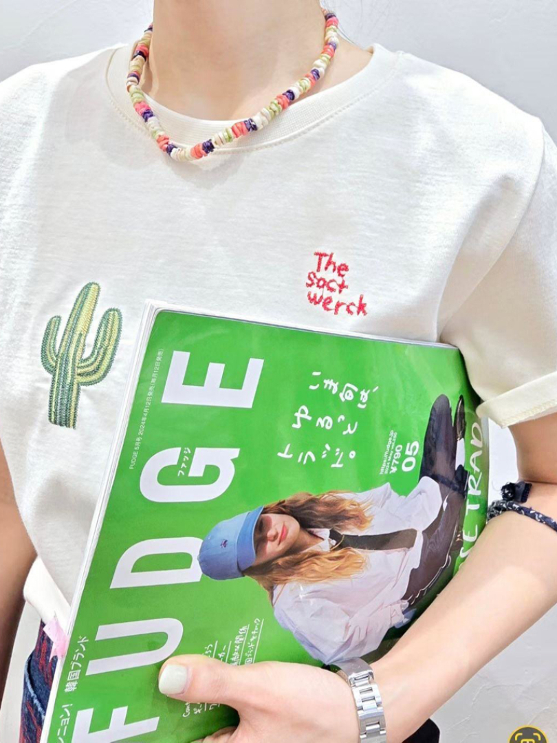 早春精緻刺繡仙人掌★百搭親膚短袖棉T ⚡搶手貨 ⚡