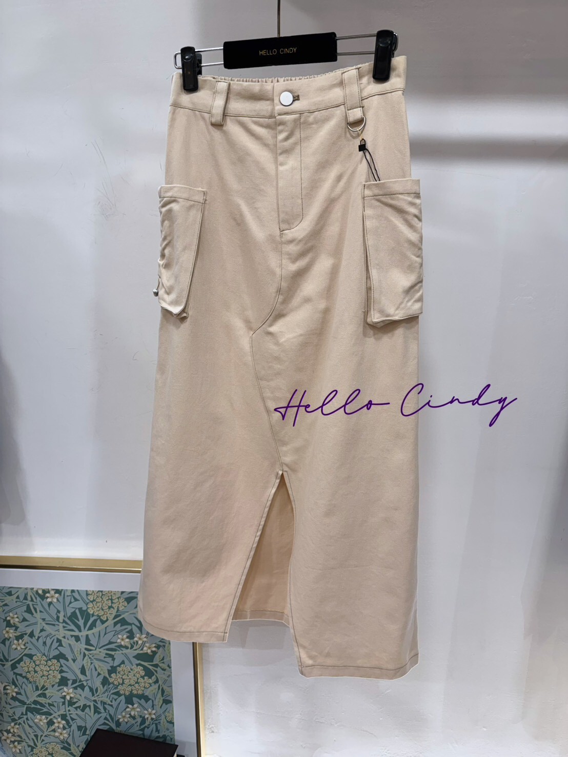 B02054 超顯瘦車線側口袋棉質工裝裙