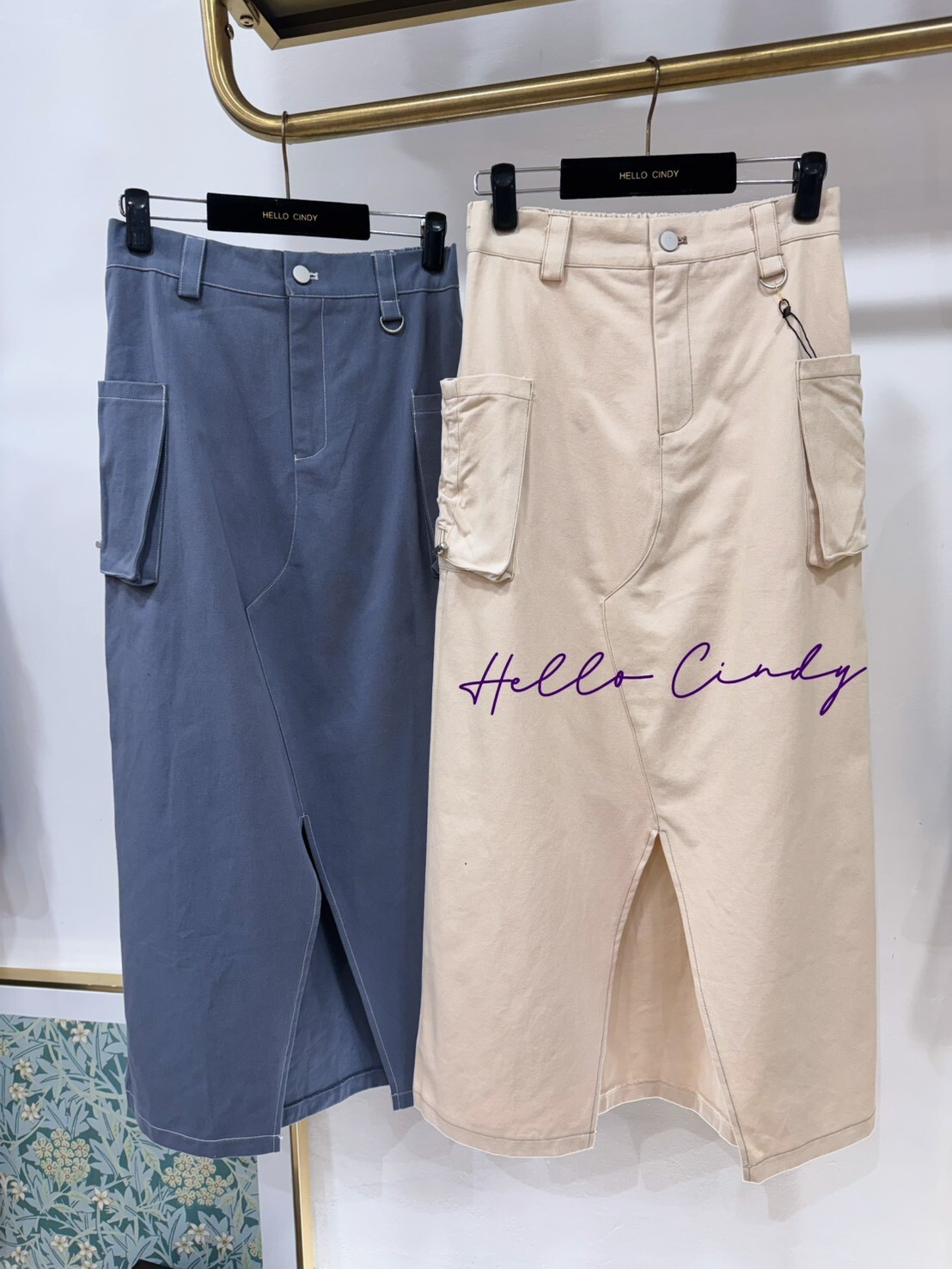 B02054 超顯瘦車線側口袋棉質工裝裙