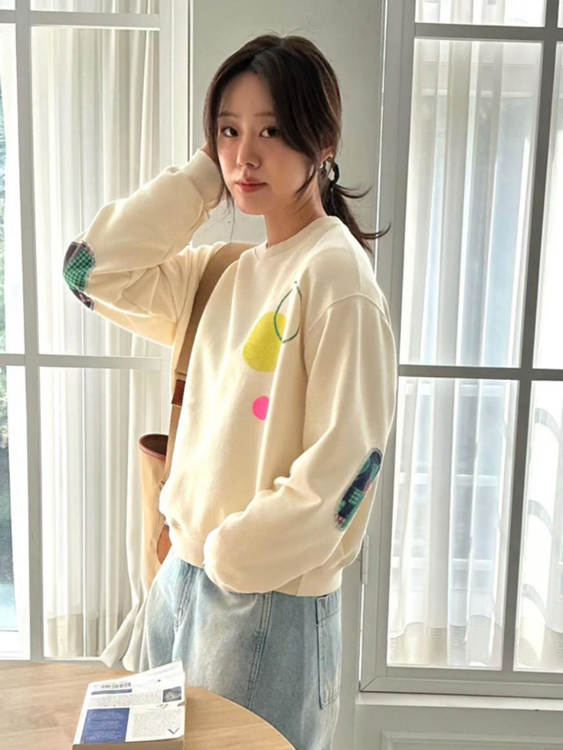 撞色拼布設計★早春俏皮拼接長袖上衣