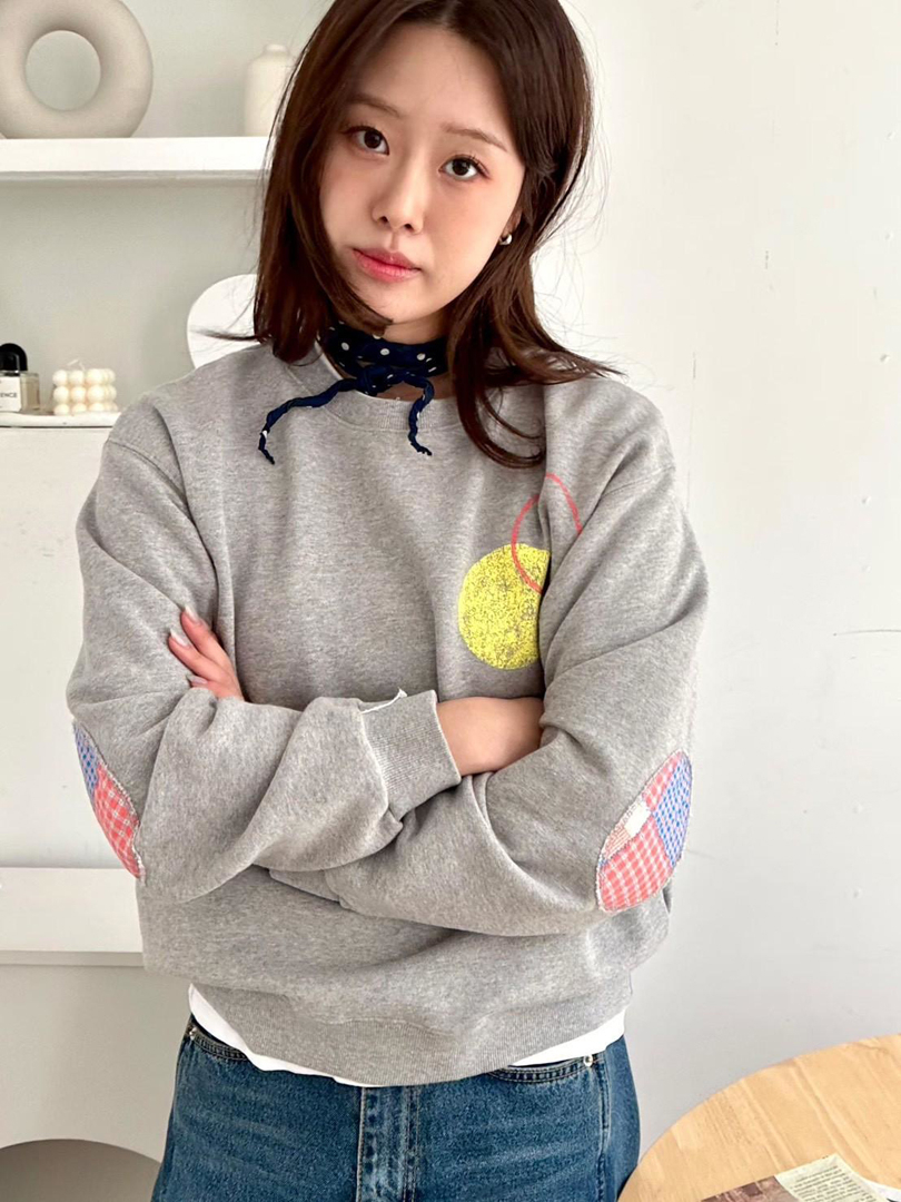 撞色拼布設計★早春俏皮拼接長袖上衣