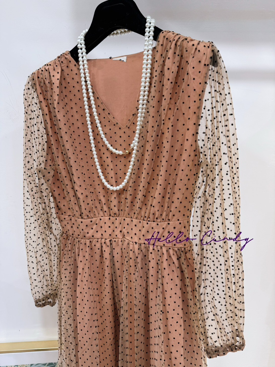 B02052 唯美的水玉點點紗質連身洋裝