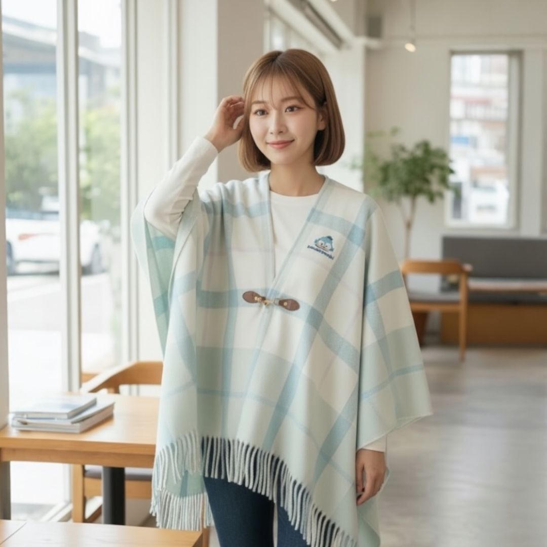 25149-HG Sanrio 水怪 格仔大披肩 #JP-AV25