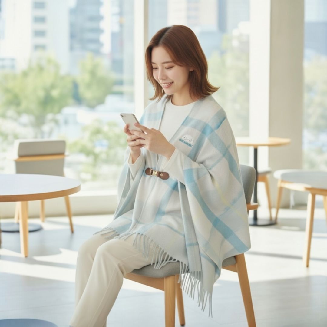 25149-CN Sanrio 玉桂狗 格仔大披肩 #JP-AV25