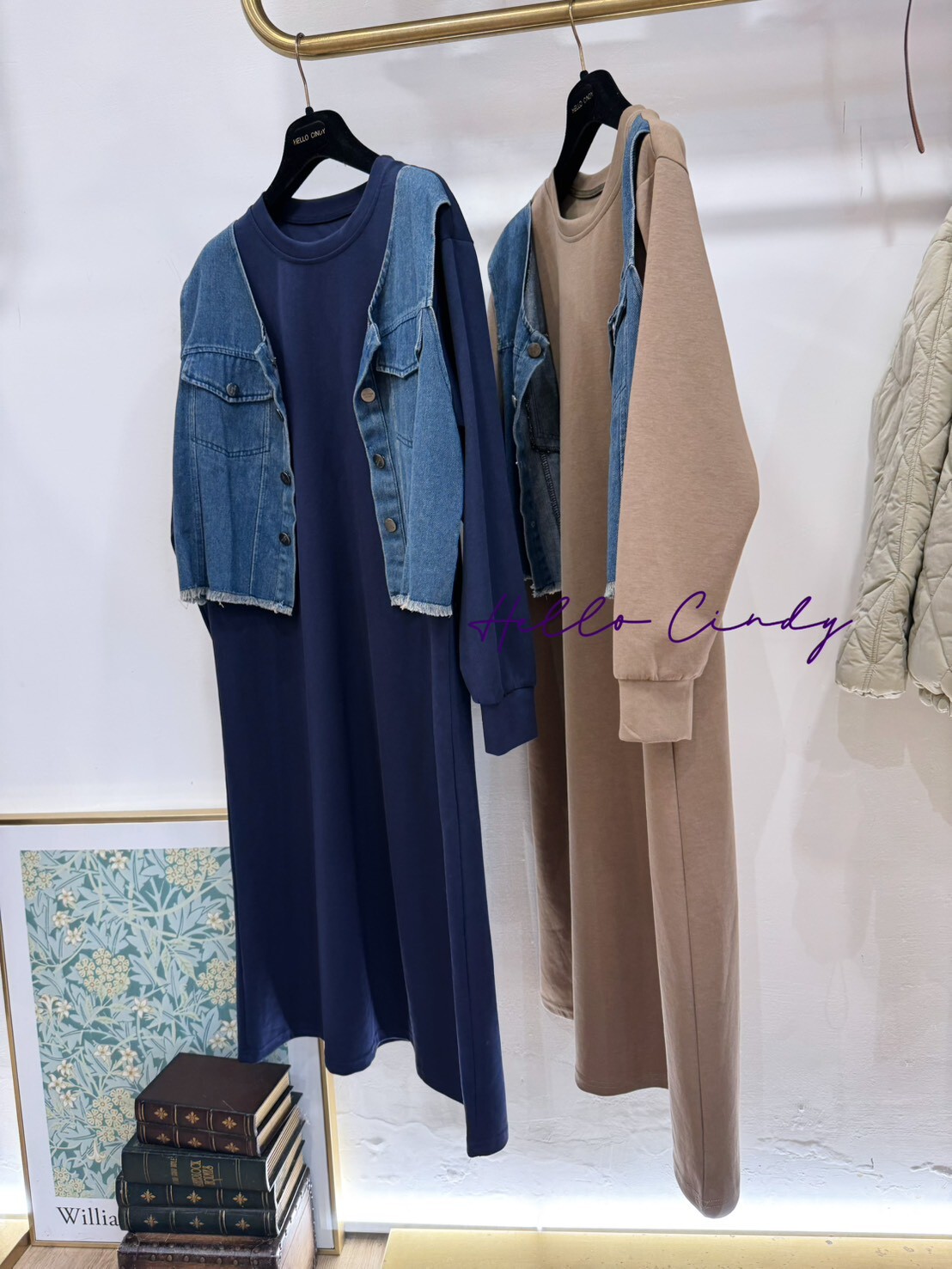 B10039 -肉肉女孩必買的超顯瘦牛仔假背心太空棉質連身洋裝