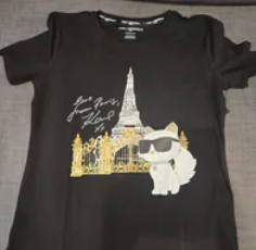 [S] KARL LAGERFELD BLACK CHOUPETTE PARIS TEE, L5WHCA56-BLK (SKL1519)
