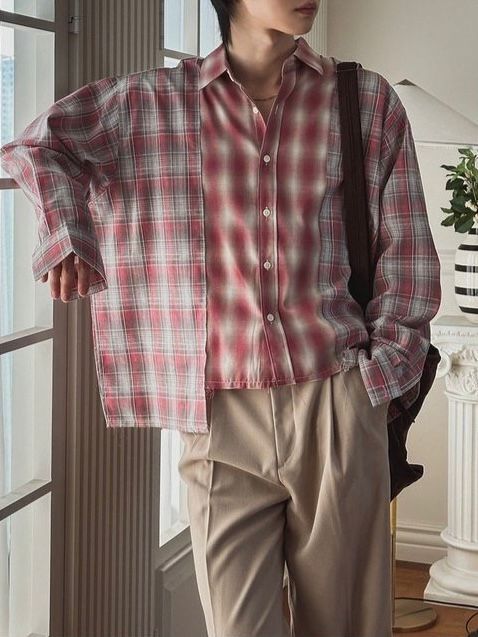 格仔長袖恤衫 C_y-144S