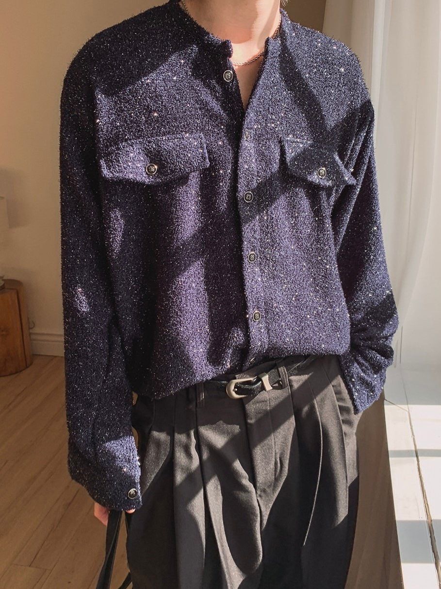 混色圓領開胸外套 C_y-142JK