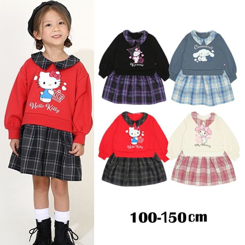 2025 Sanrio 純棉毛圈長袖假兩件連身裙 100-150cm