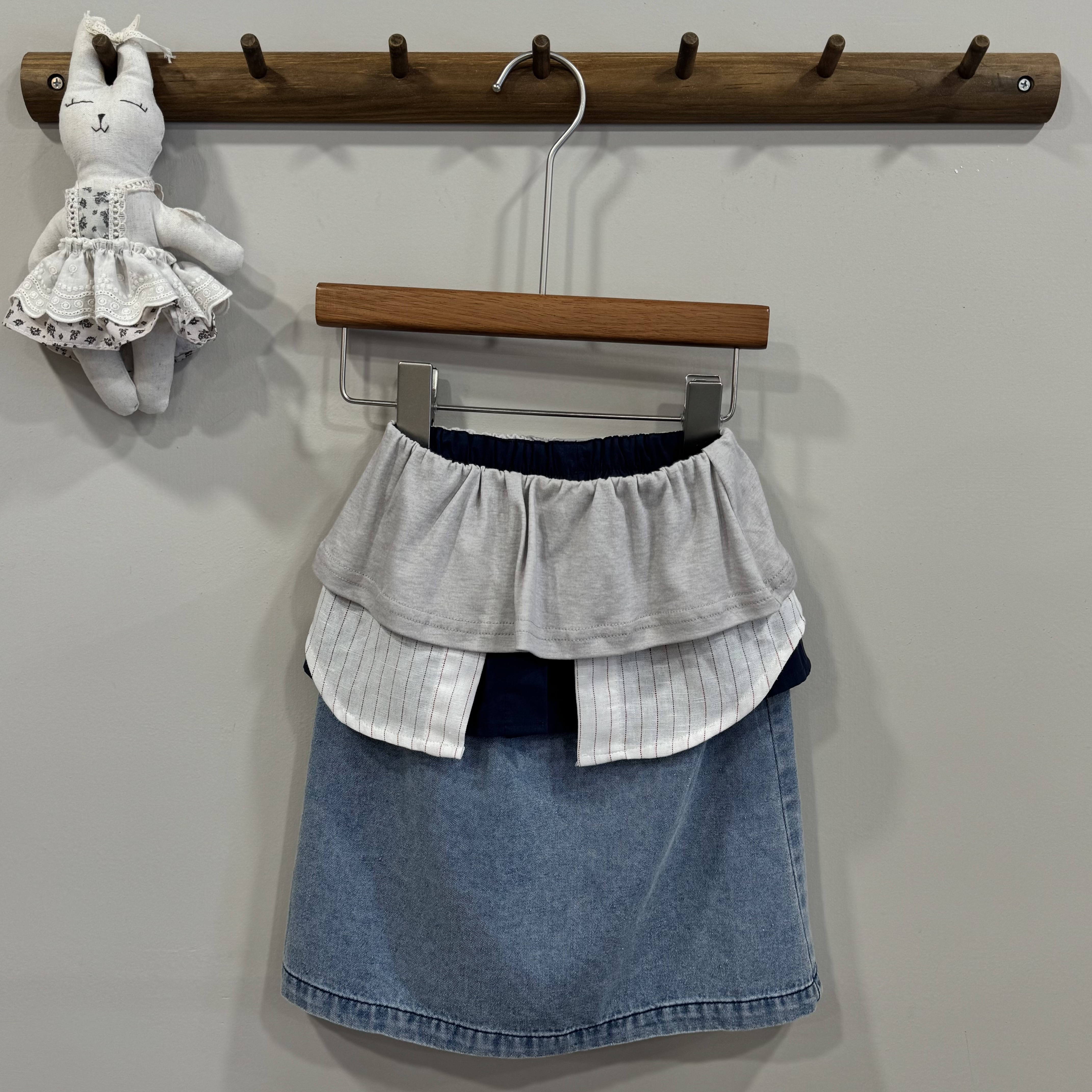 A04175設計款拼接牛仔裙