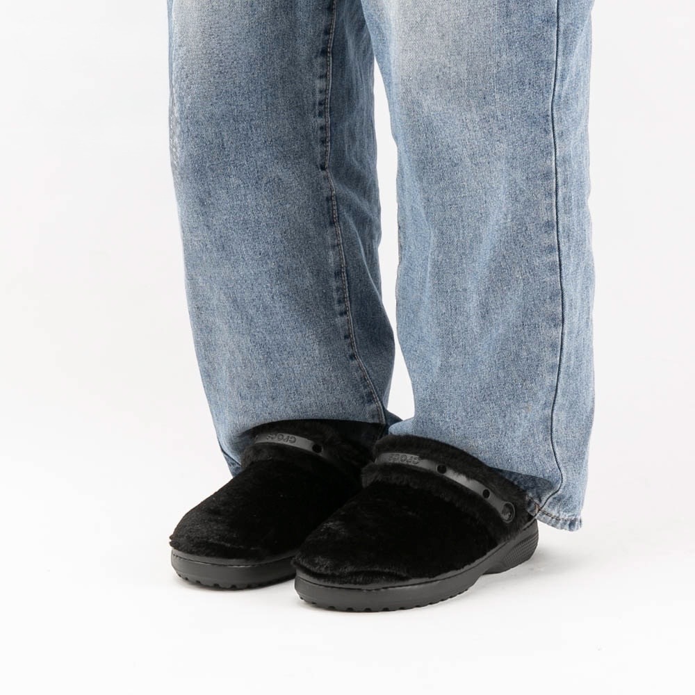 CROCS CLASSIC UNFURGETTABLE CLOG 全黑 絨毛 洞洞鞋 休閒 211116-001