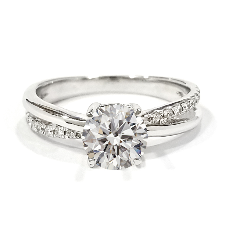 18K白金天然鑽石交义平鑲四爪戒指托