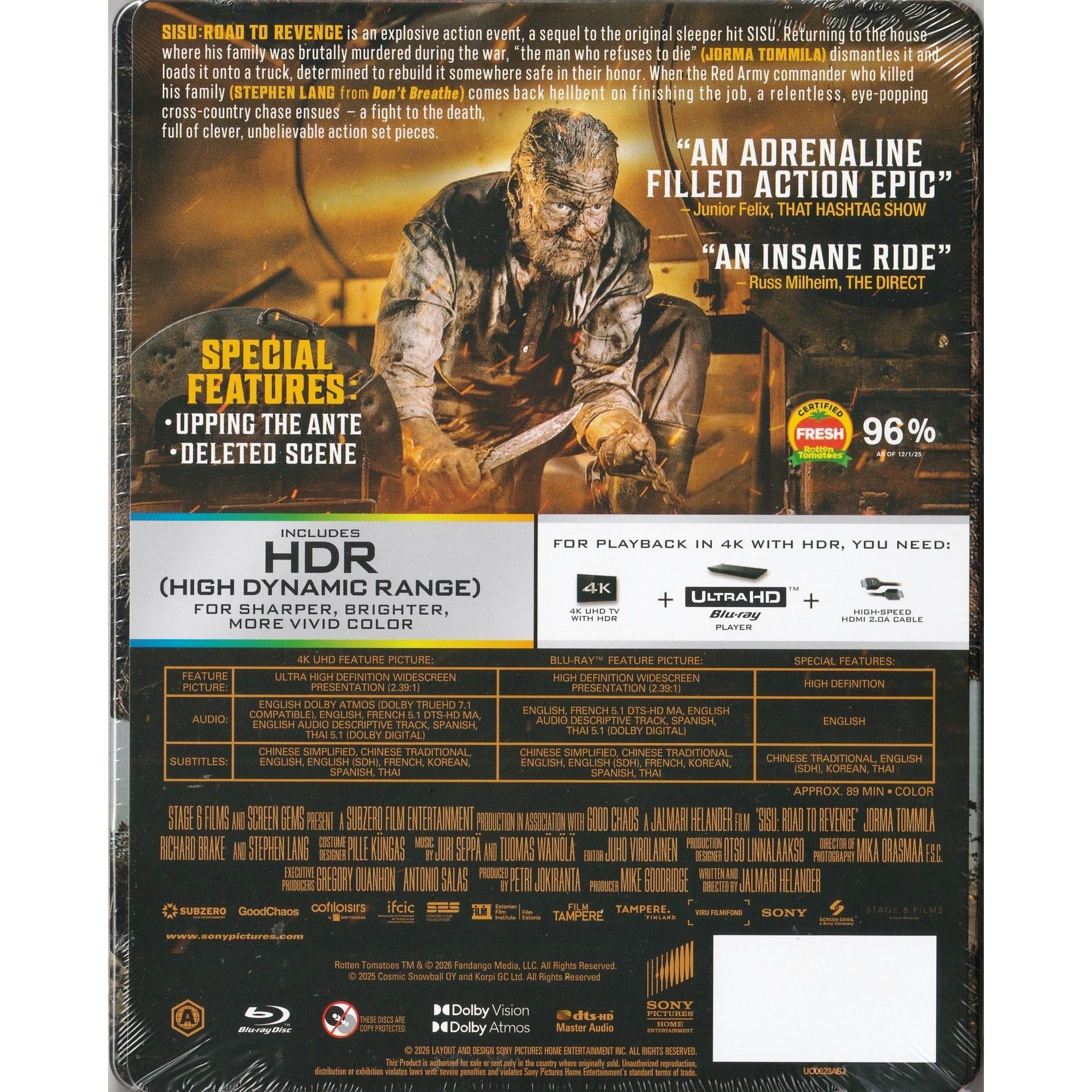Sisu：復仇之路 (2025) (鐵盒裝) (4K Ultra HD + Blu-ray)