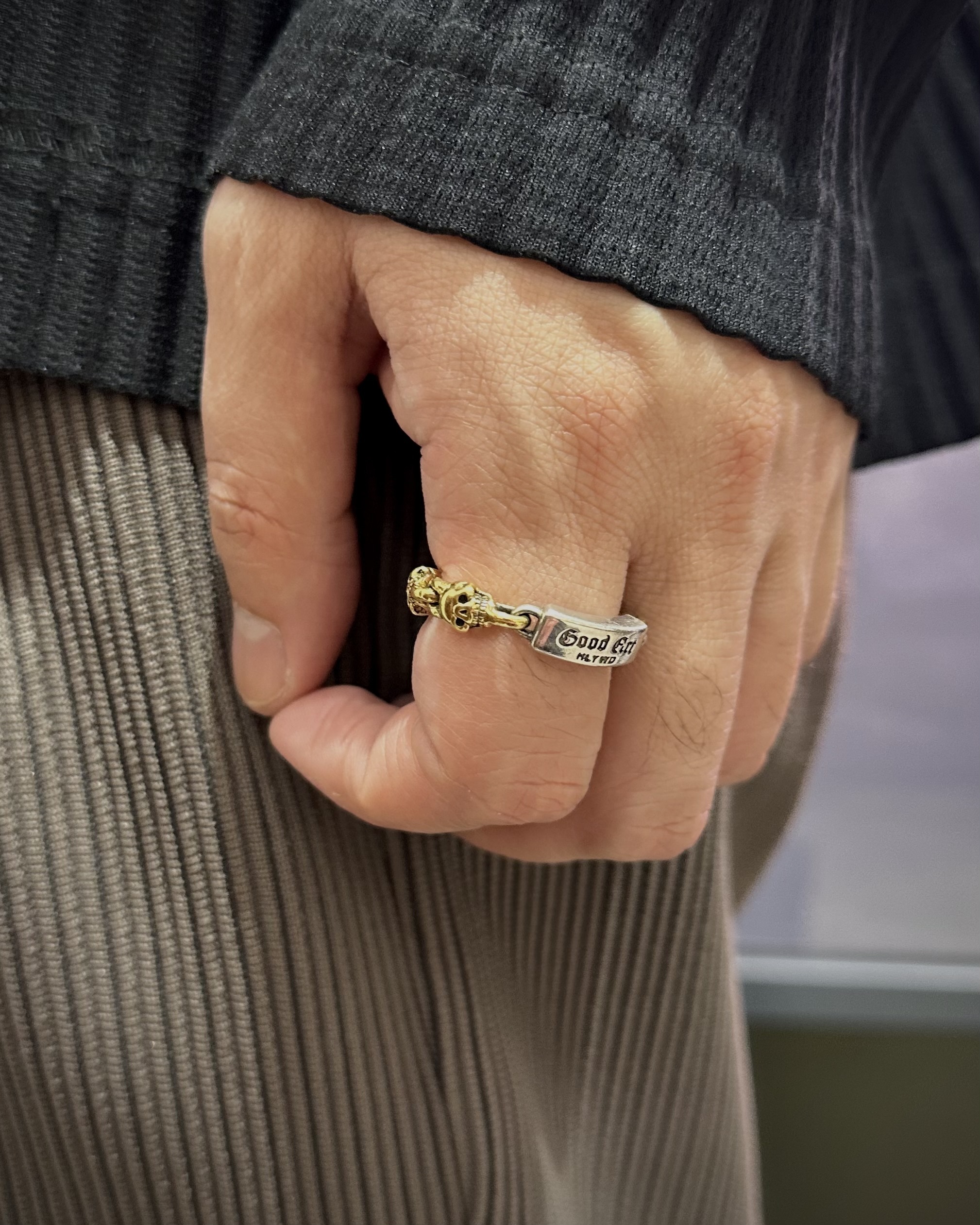 Two Toned 22k Jack Skull Ring US10