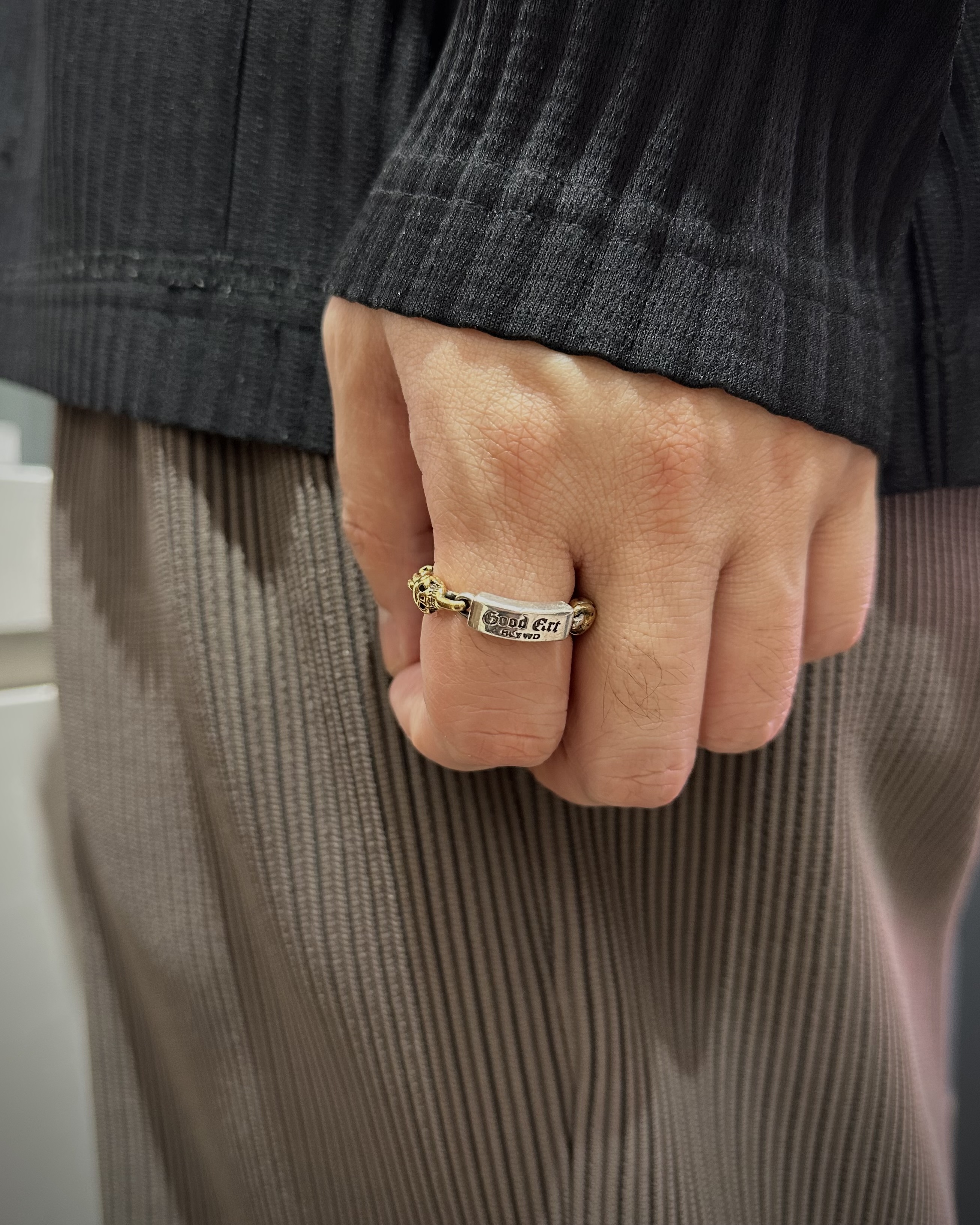 Two Toned 22k Jack Skull Ring US10