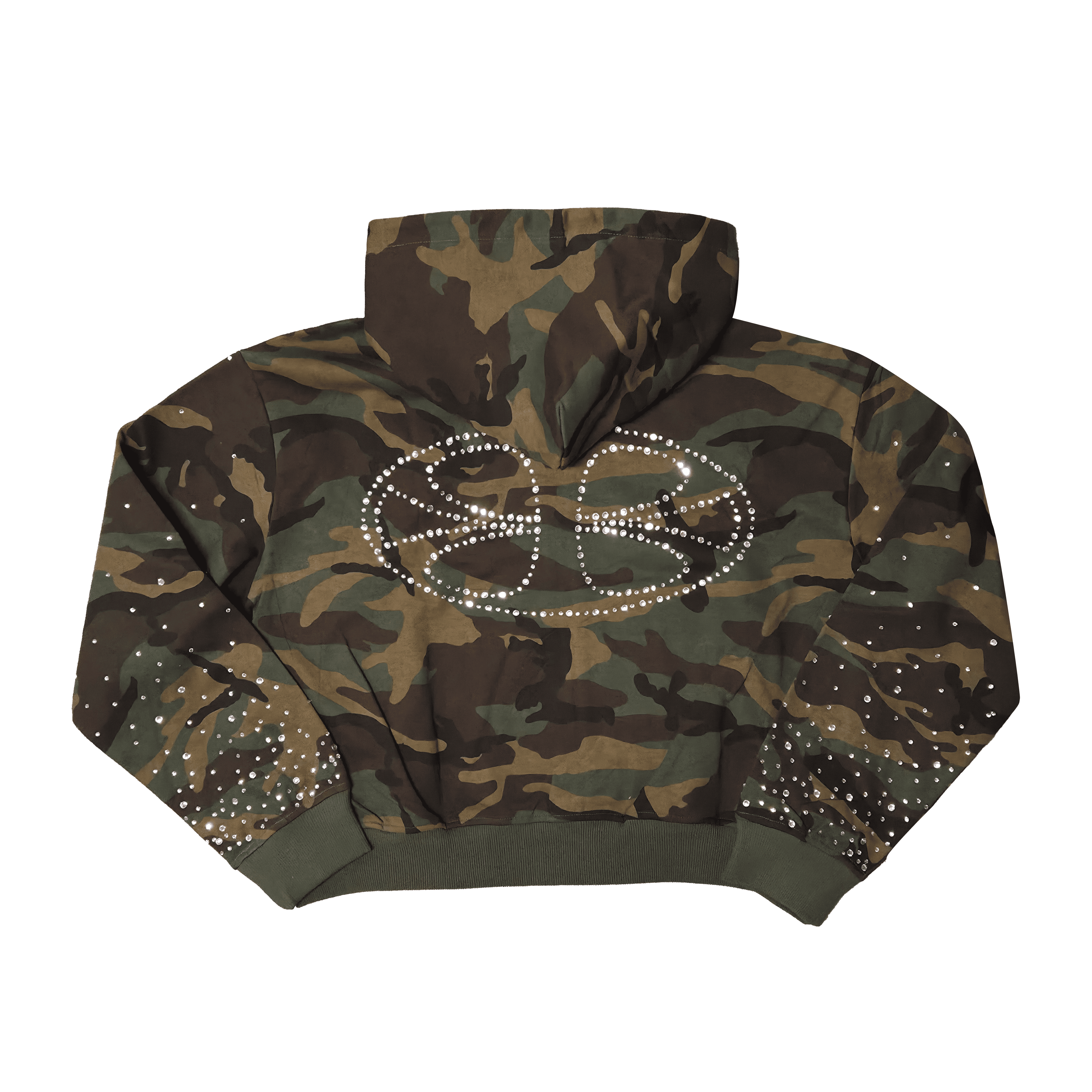 K.Often｜Camo Rhinestone Zip Hoodie