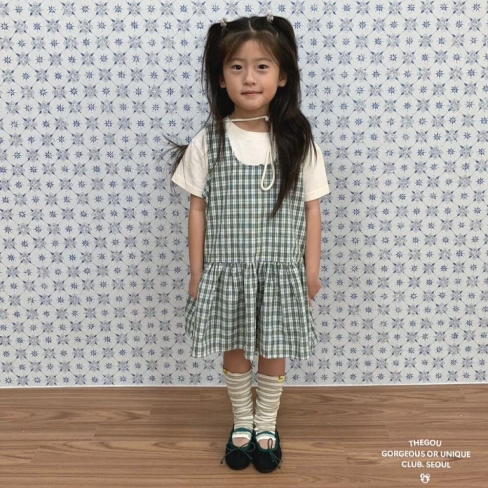 90-160 Gou 格紋背心洋裝 2色