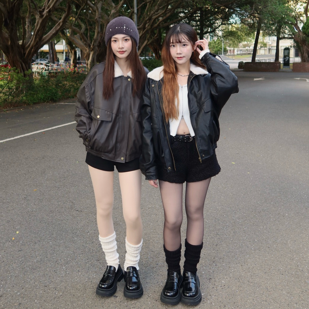 暖心兔毛🐰翻領霧面軟皮革外套(2色)