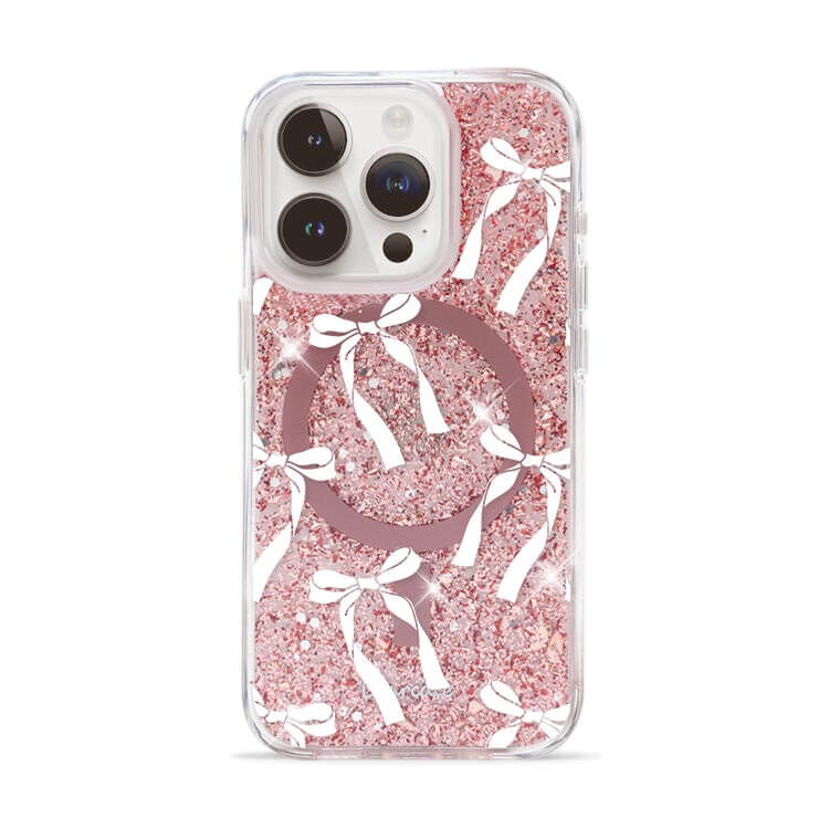 【特惠款】白色蝴蝶結 iPhone 16 Pro 玫瑰金貝拉殼 (MagSafe)