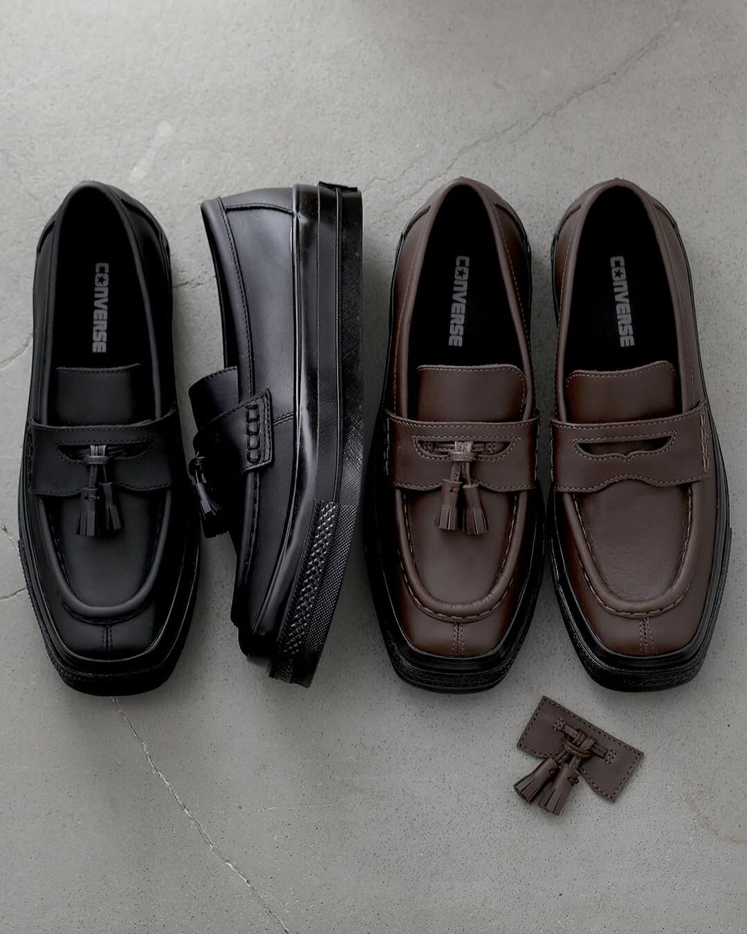 日本限定🇯🇵 CONVERSE ALL STAR SQUARETOE LOAFER 方頭 流蘇 皮革 樂福鞋 懶人鞋 方頭鞋 咖啡色 黑色 男女鞋 / 預購