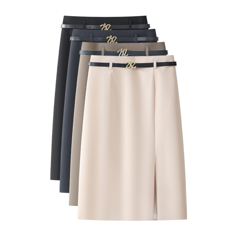 前開衩西裝中長裙 四色