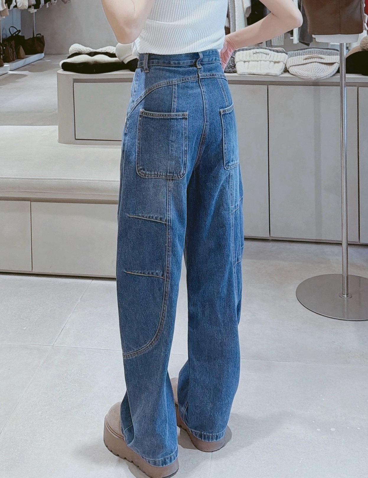 個性前後車線彎刀牛仔褲 9012