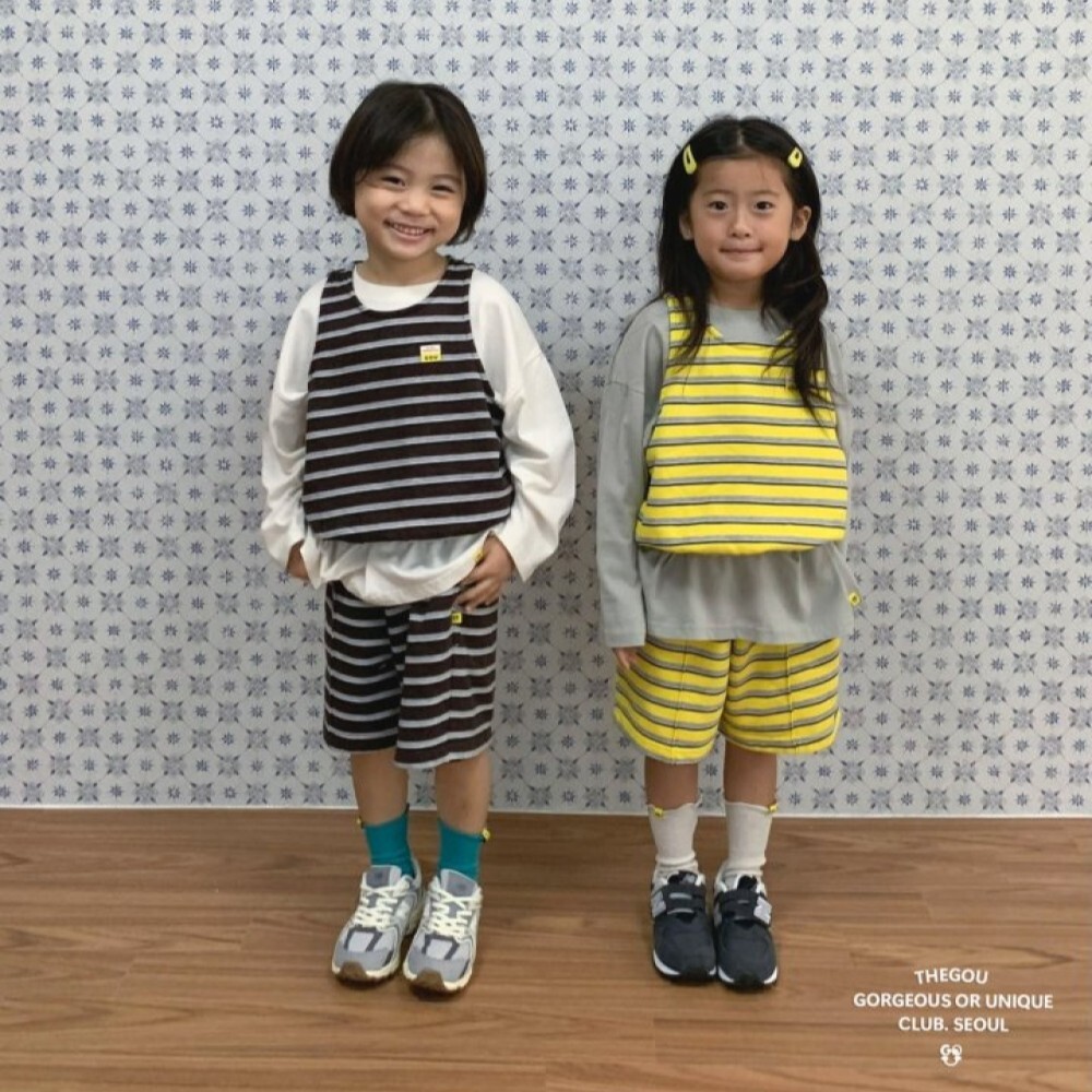 90-160 Gou 條紋背心+短褲套裝 2色