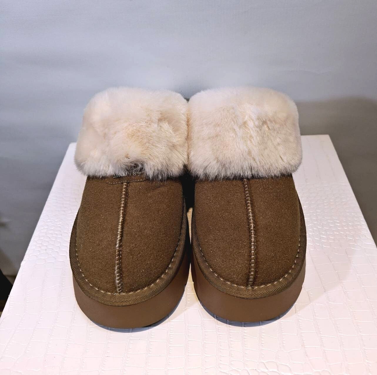 法式慵懶毛絨厚底穆勒鞋 39碼 (S58)