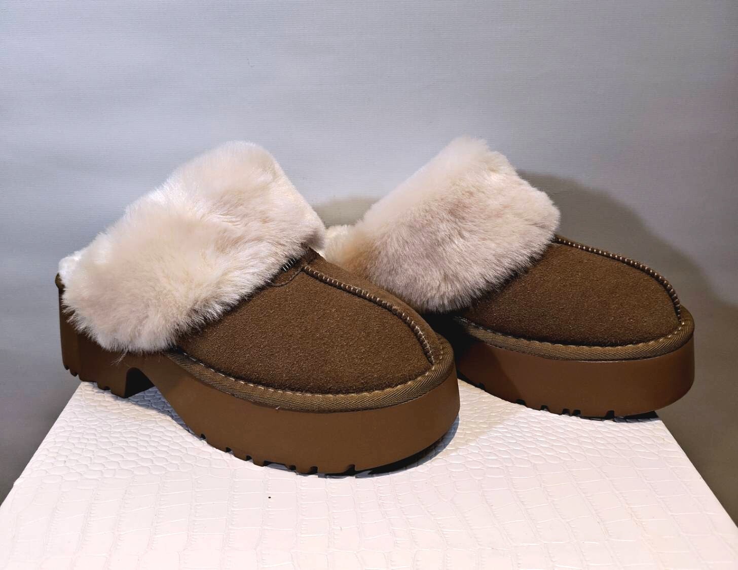 法式慵懶毛絨厚底穆勒鞋 39碼 (S58)