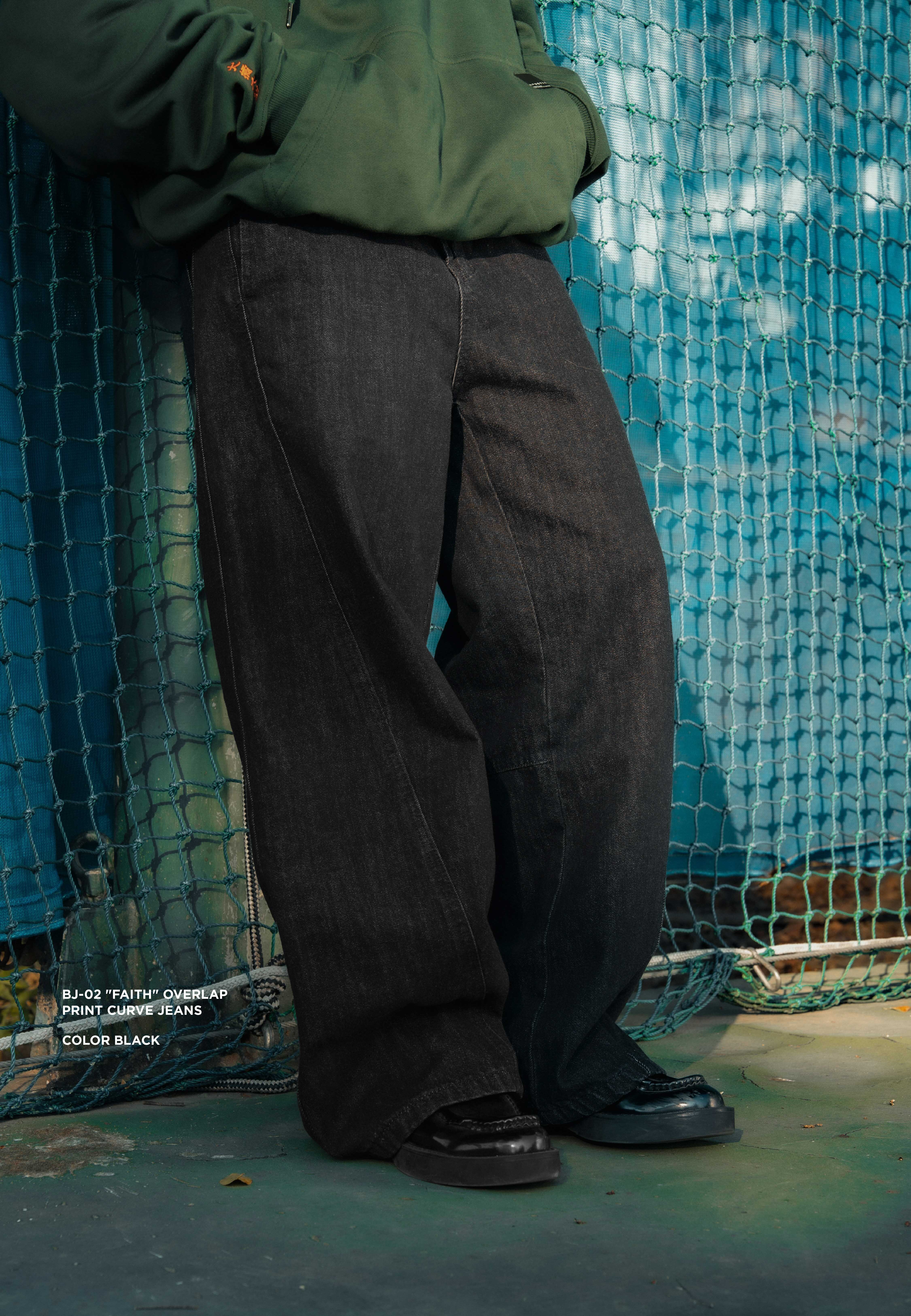 Apostle BJ-02 "FAITH" Overlap Print Curve Jeans