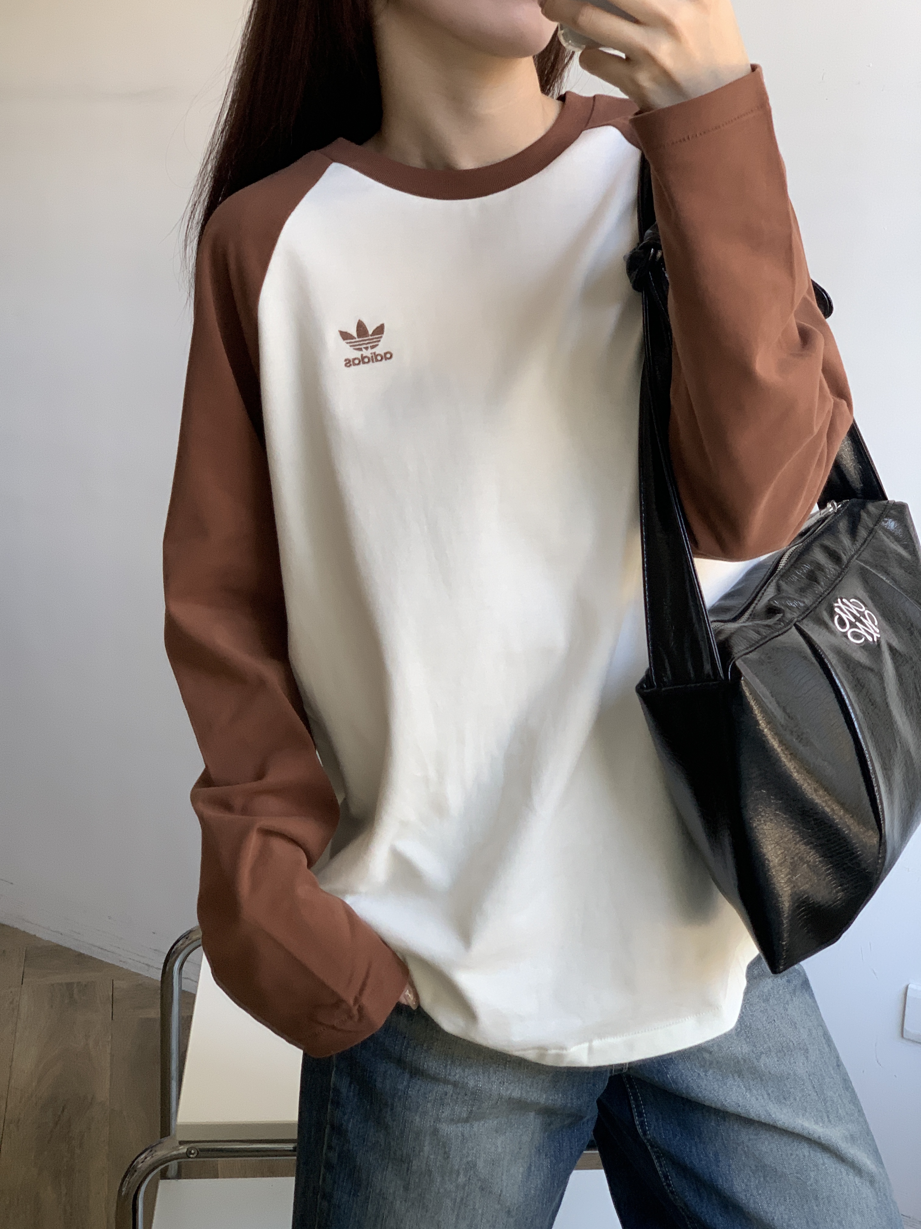 Adidas Original Adicolor 長袖上衣 白棕